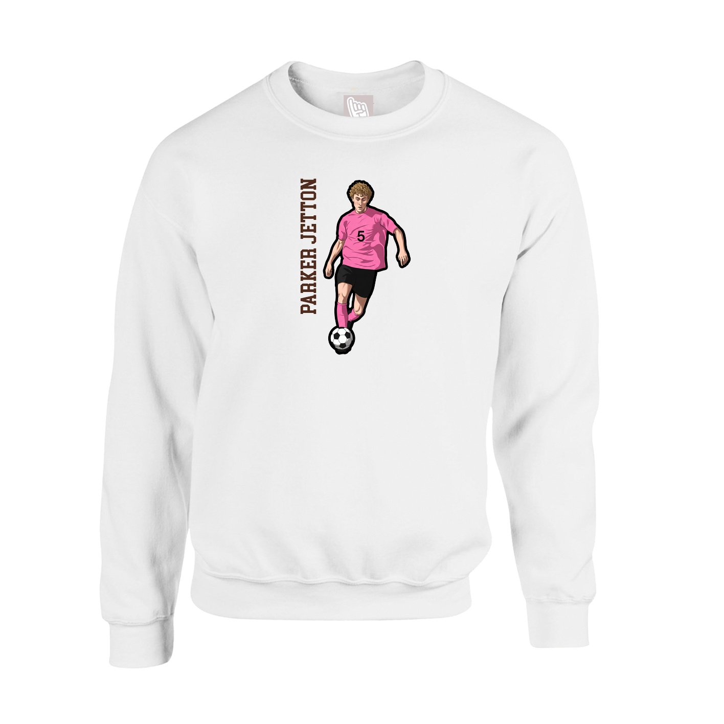 Fleece Crew — Name Vertical in White