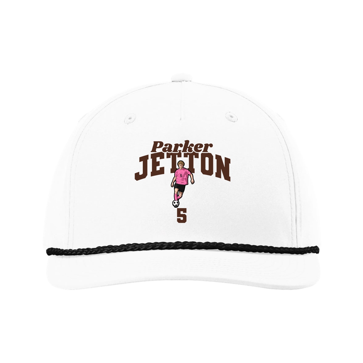 Five-Panel Classic Rope Cap — Signature Arch in White