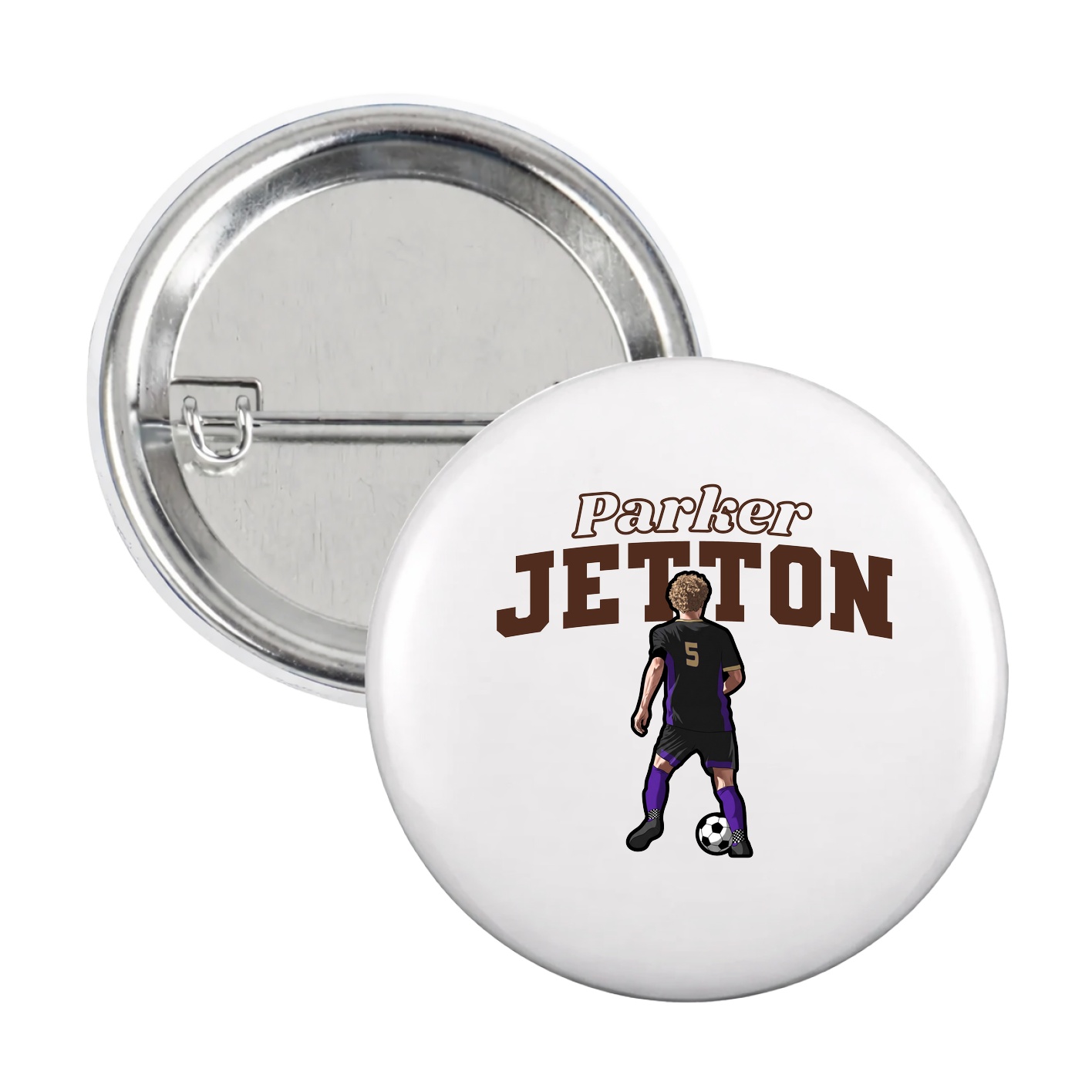 Game Day Button — Name Arch in White