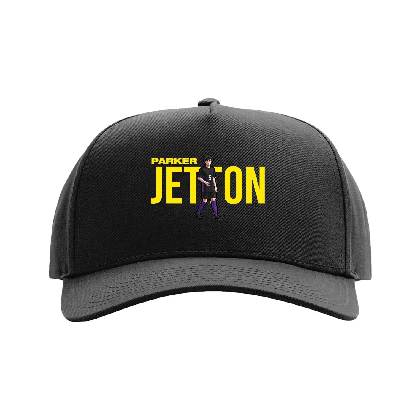 Full Fabric Five-Panel Champ Cap — Player Name in Black