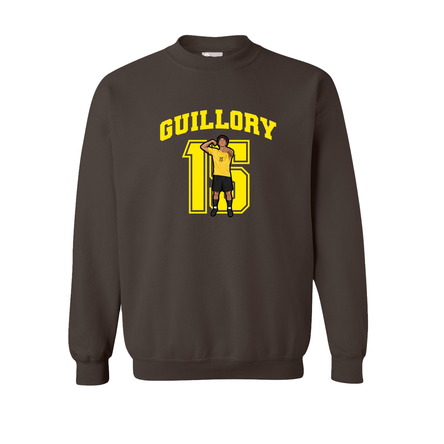 Fleece Crew — Number in Brown