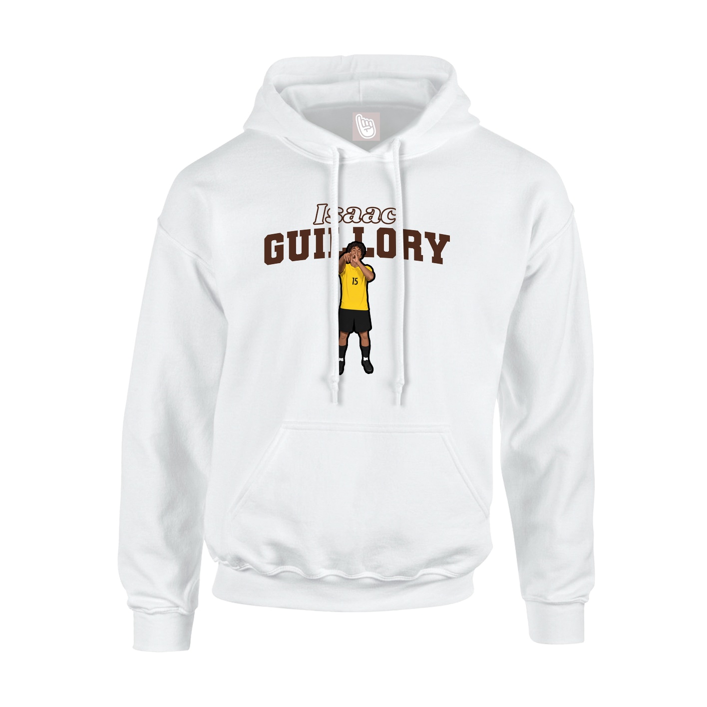 Youth Hoodie — Name Arch in White