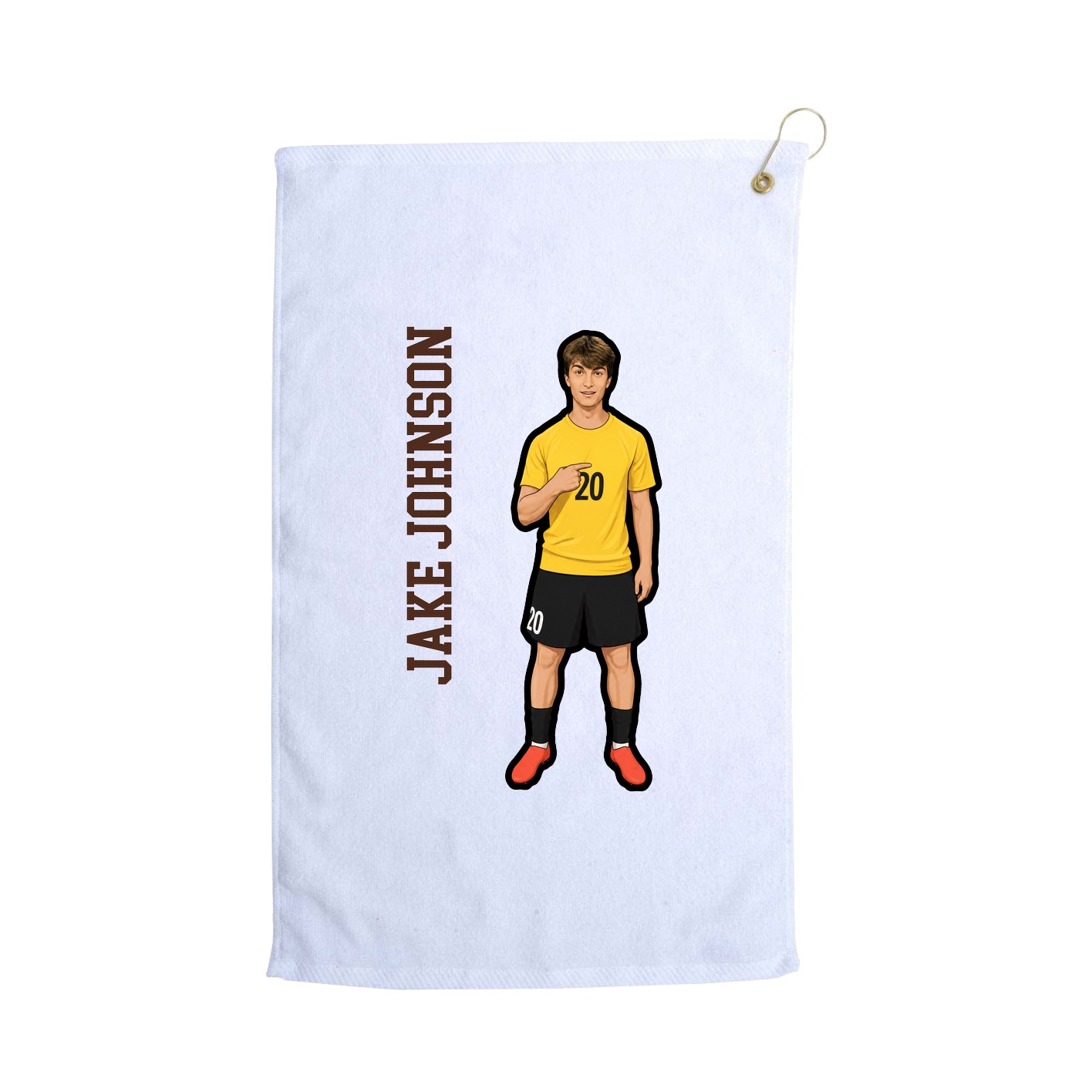 Golf Towel — Name Vertical in White