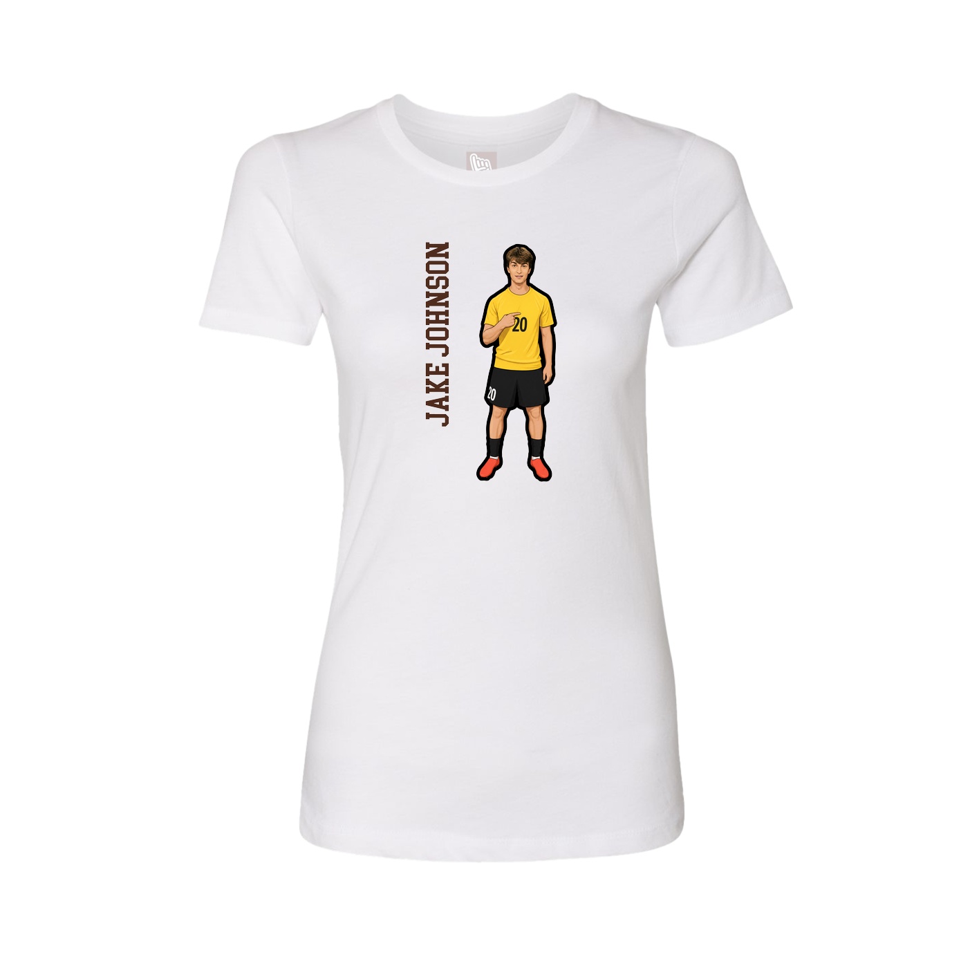 Fitted Women's Tee — Name Vertical in White
