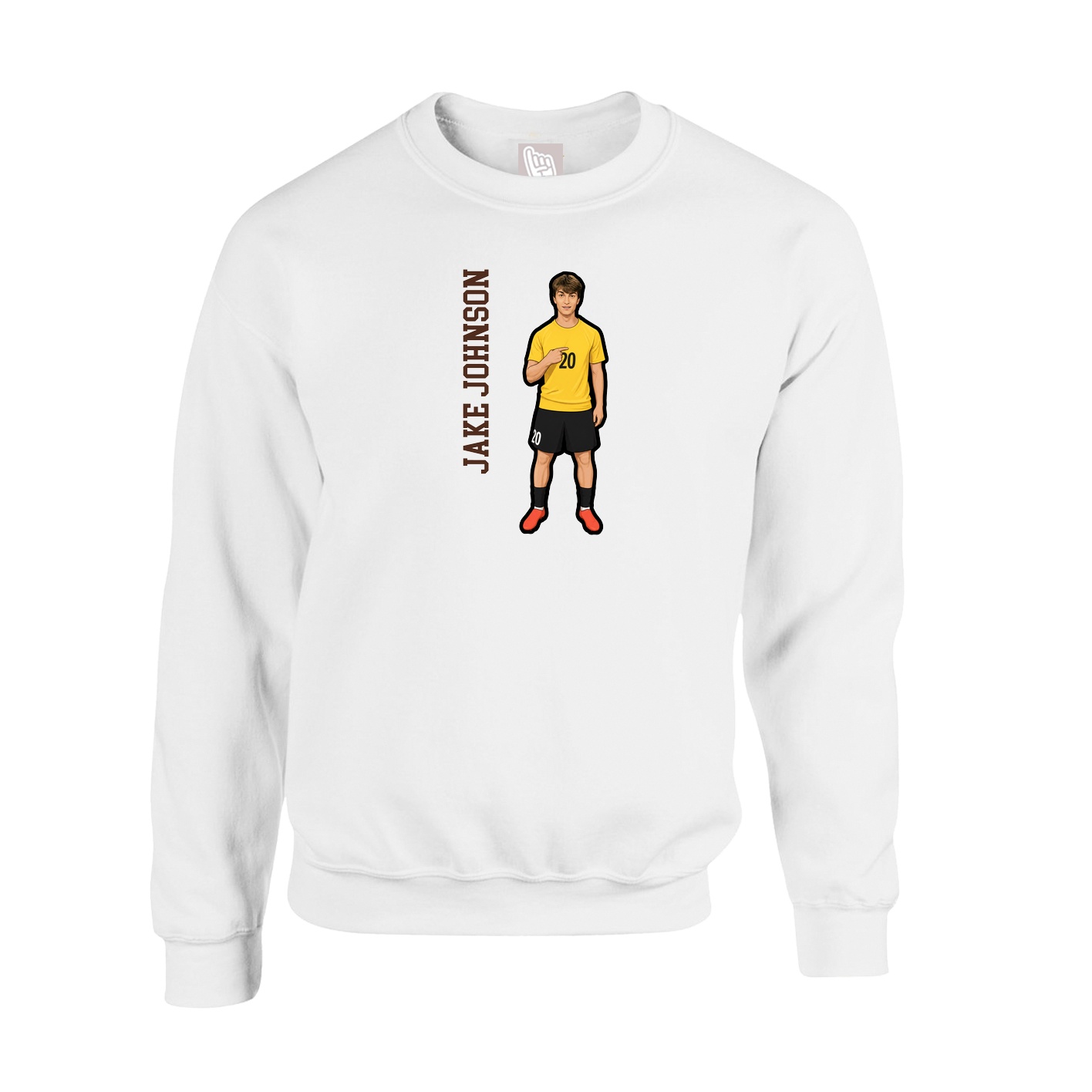 Fleece Crew — Name Vertical in White