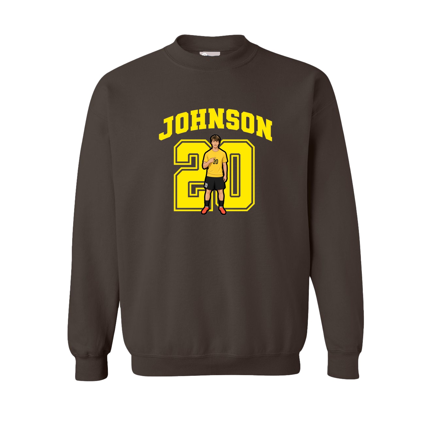 Fleece Crew — Number in Brown