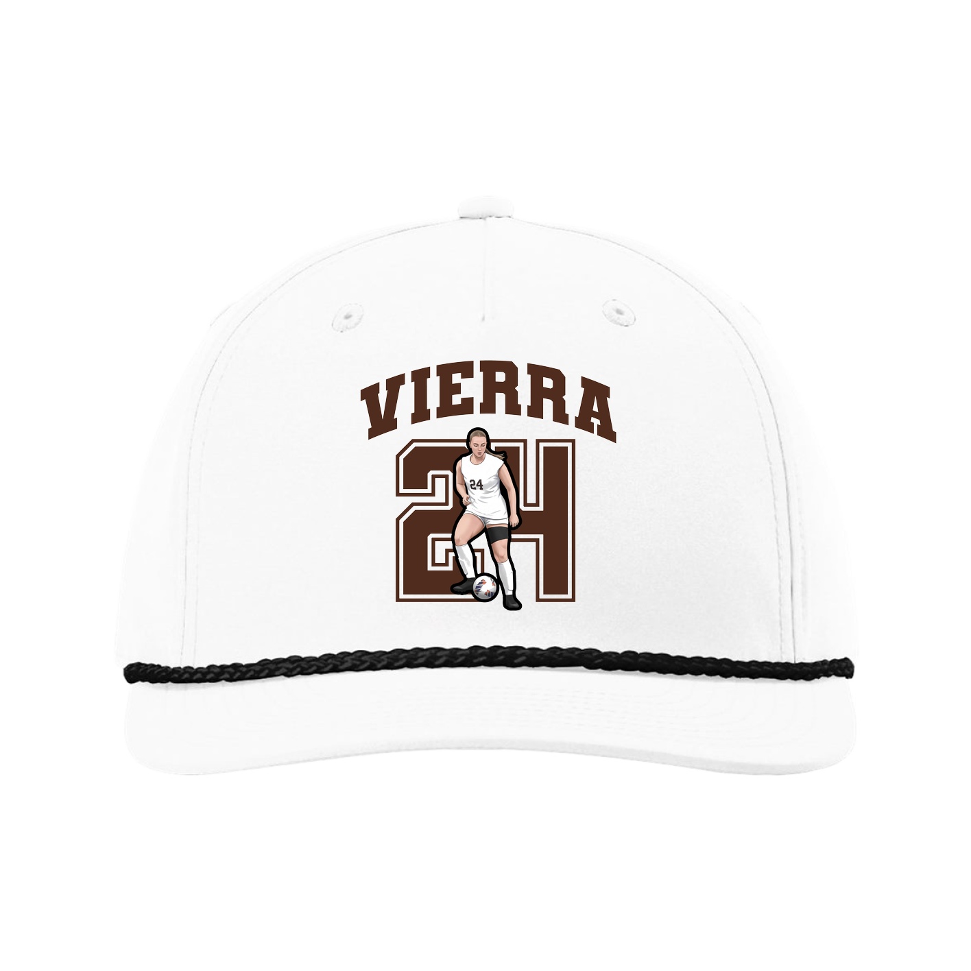 Five-Panel Classic Rope Cap — Number in White