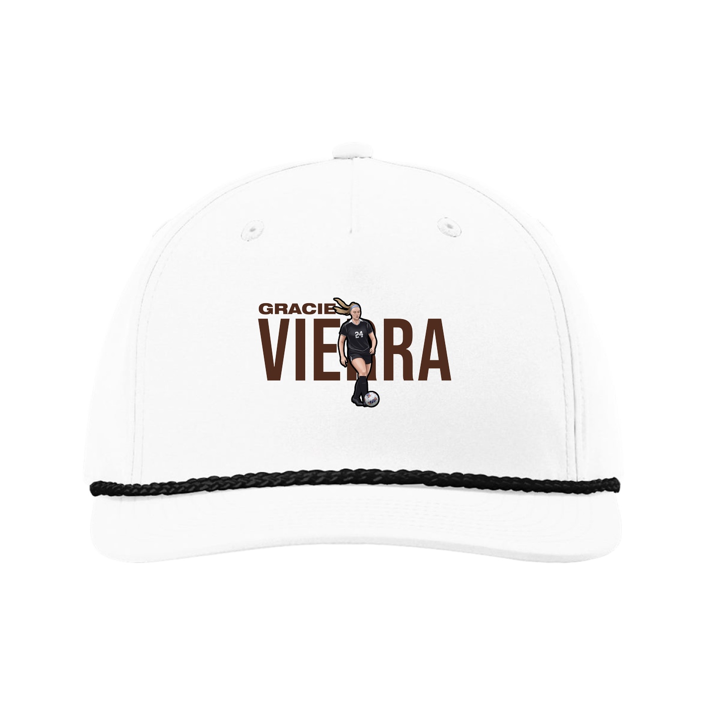 Five-Panel Classic Rope Cap — Player Name in White