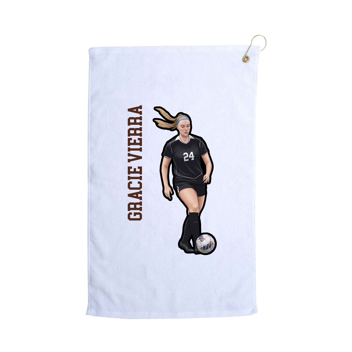 Golf Towel — Name Vertical in White