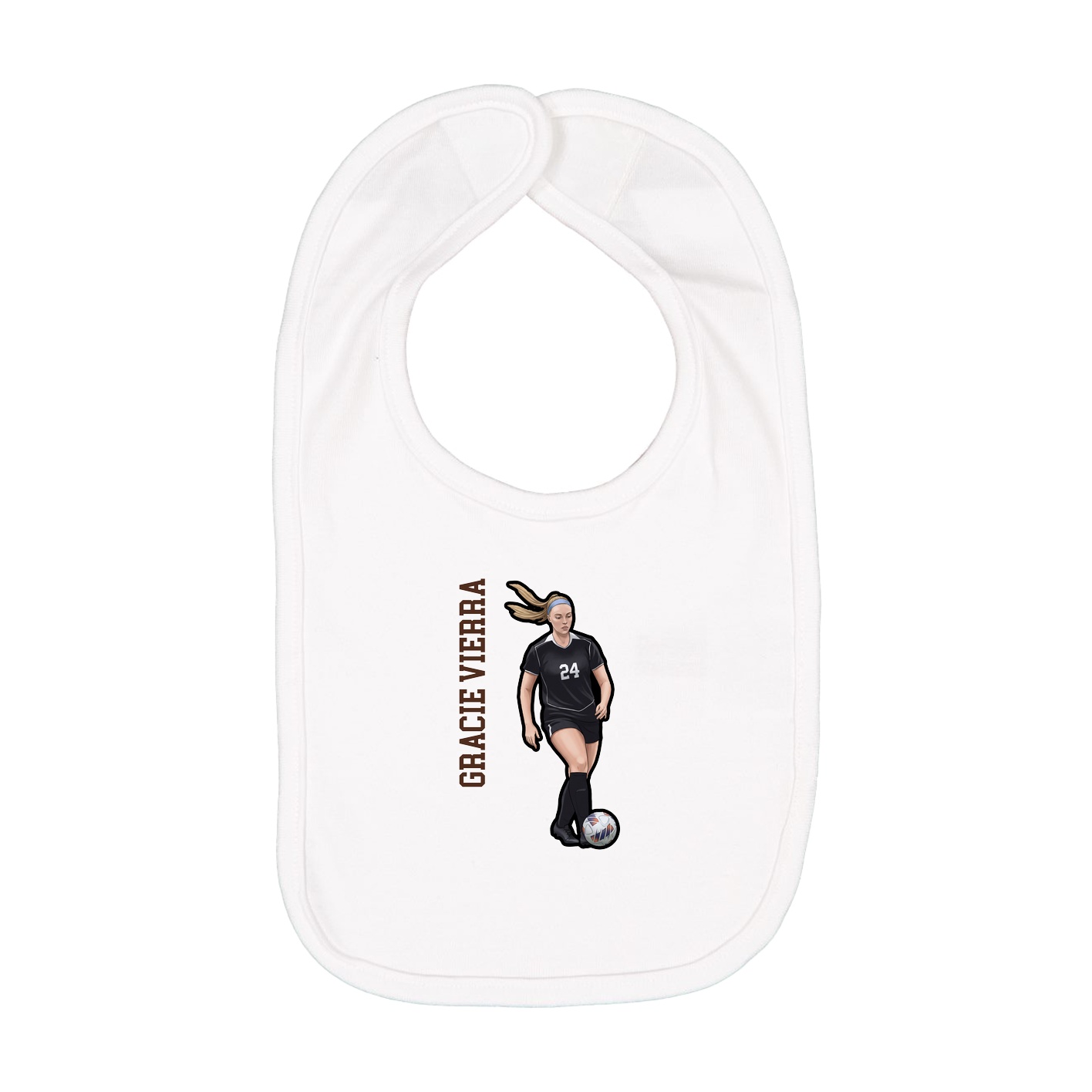 Infant Bib — Name Vertical in White