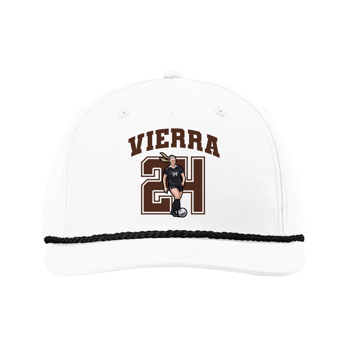 Five-Panel Classic Rope Cap — Number in White