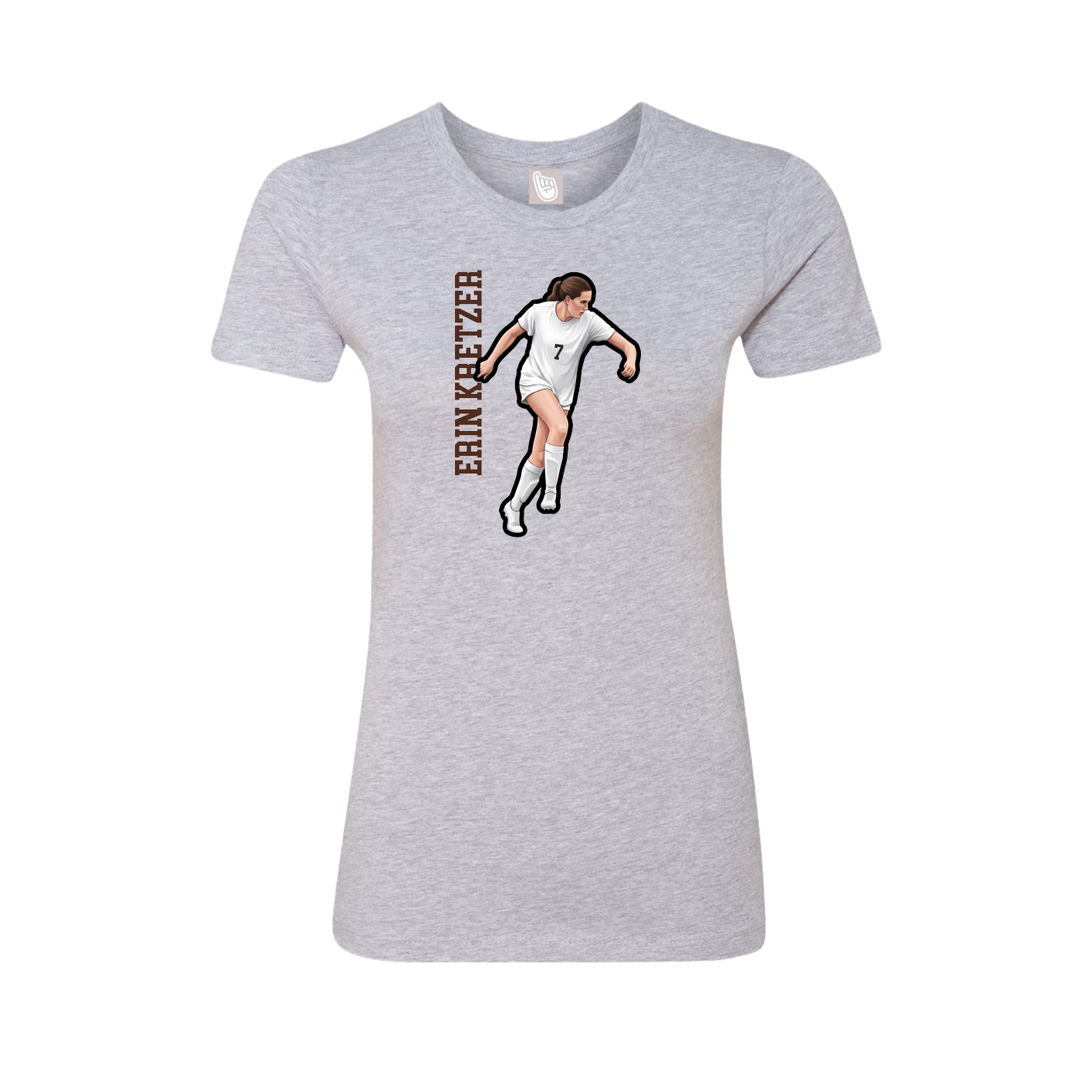 Fitted Women's Tee — Name Vertical in Grey