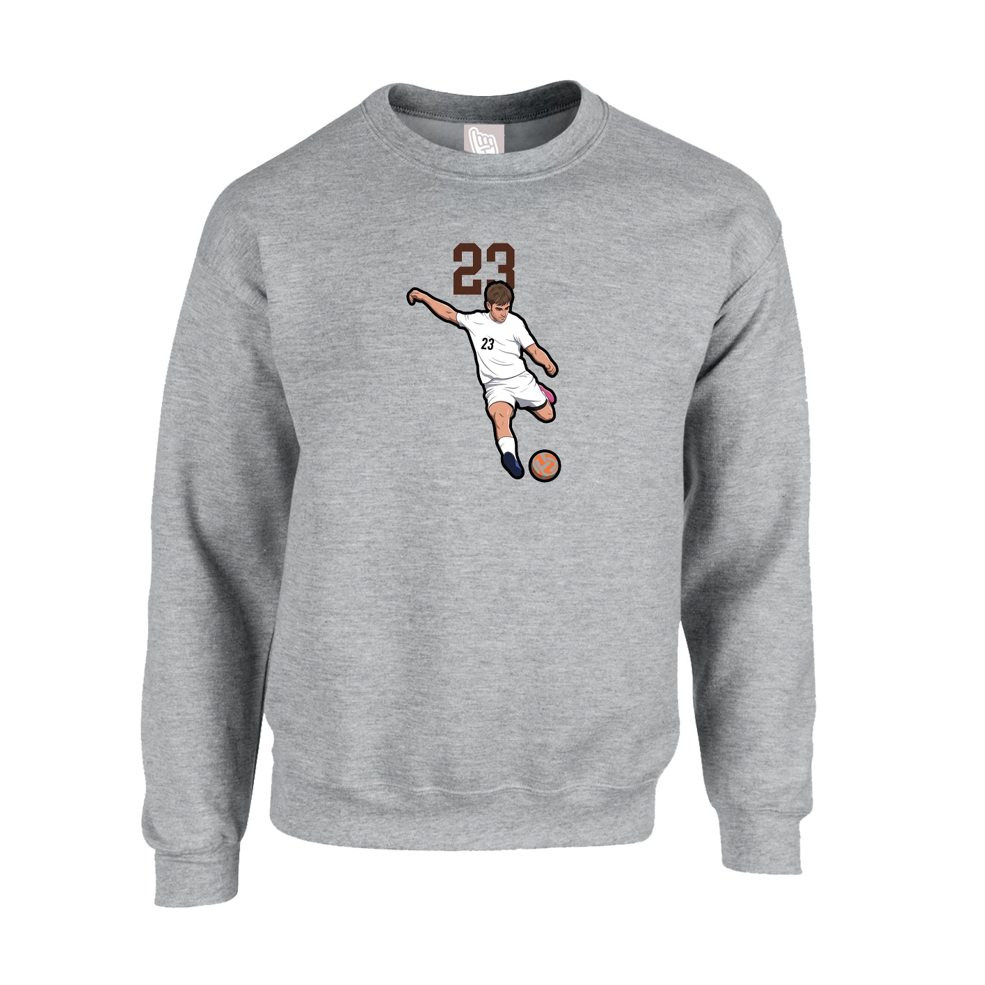 Fleece Crew — Number Top in Grey