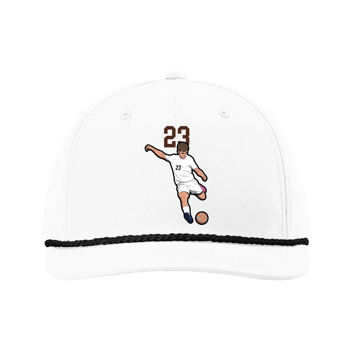 Five-Panel Classic Rope Cap — Number Top in White
