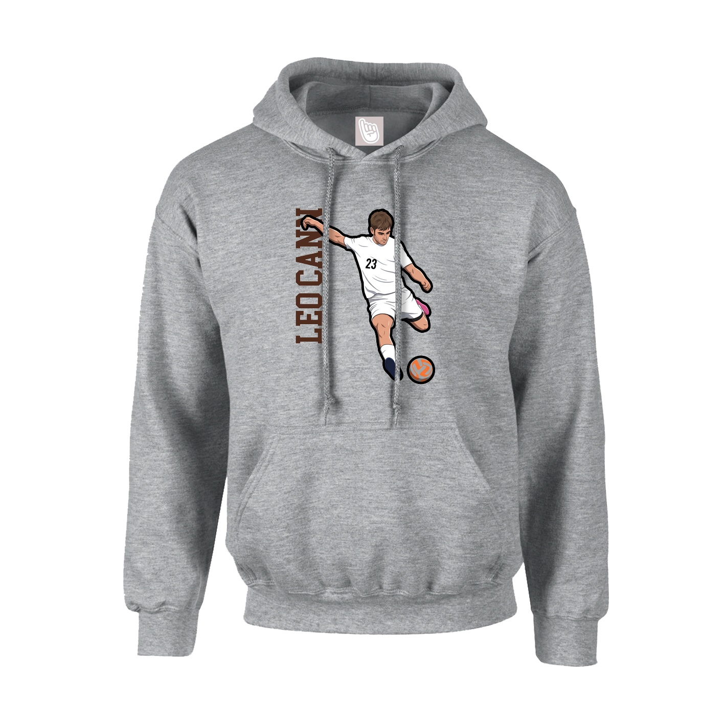 Youth Hoodie — Name Vertical in Grey