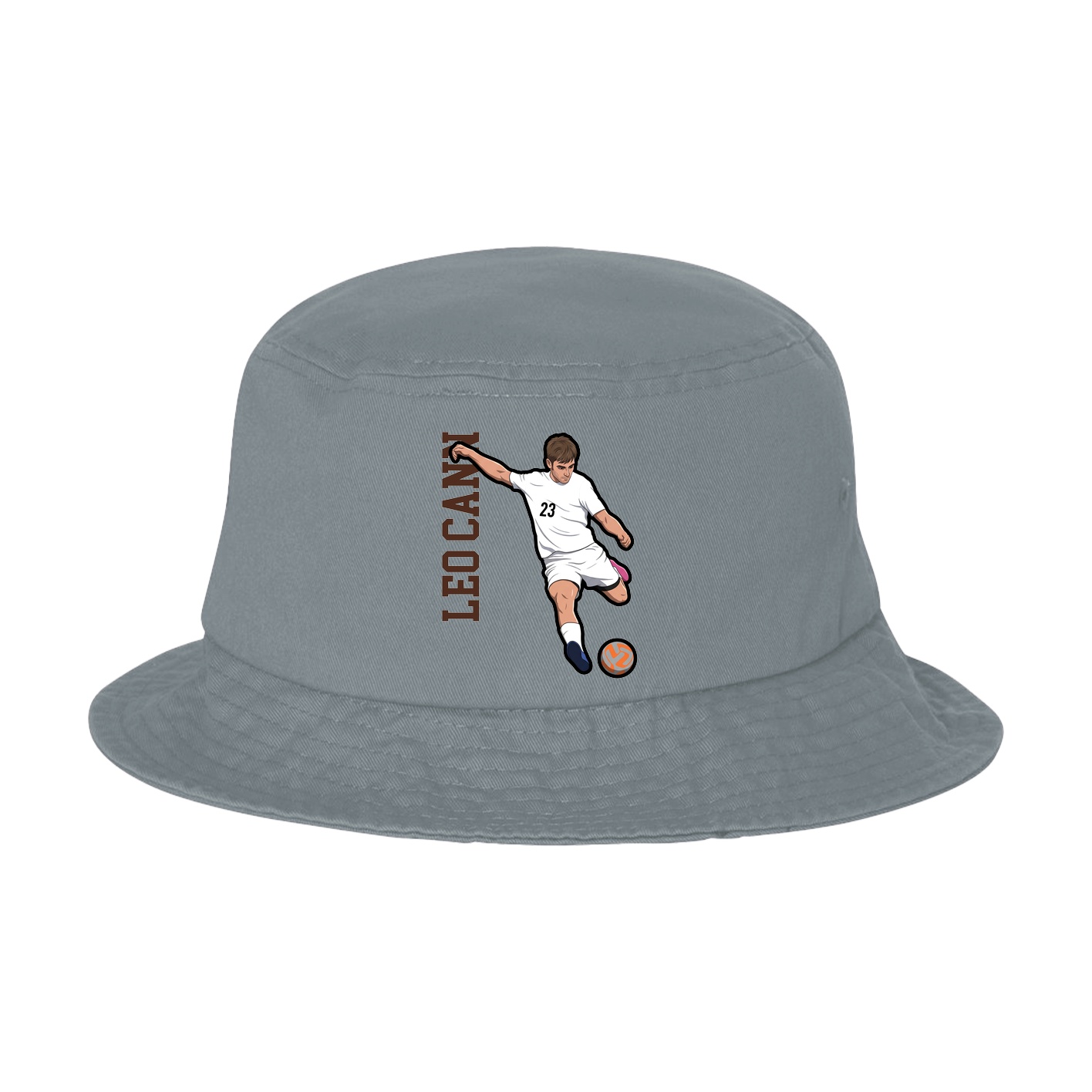 Bucket Cap — Name Vertical in Grey