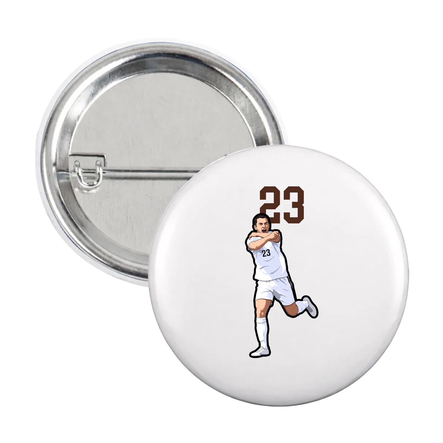 Game Day Button — Number Top in White