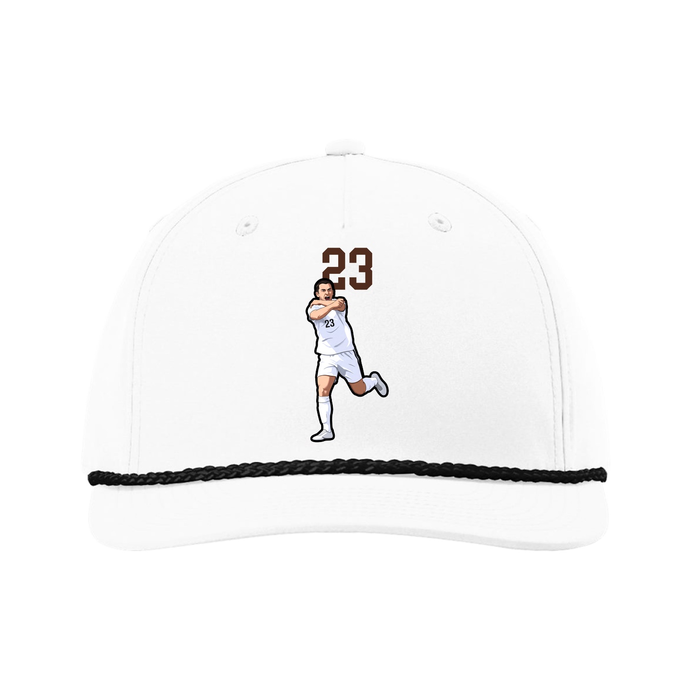 Five-Panel Classic Rope Cap — Number Top in White