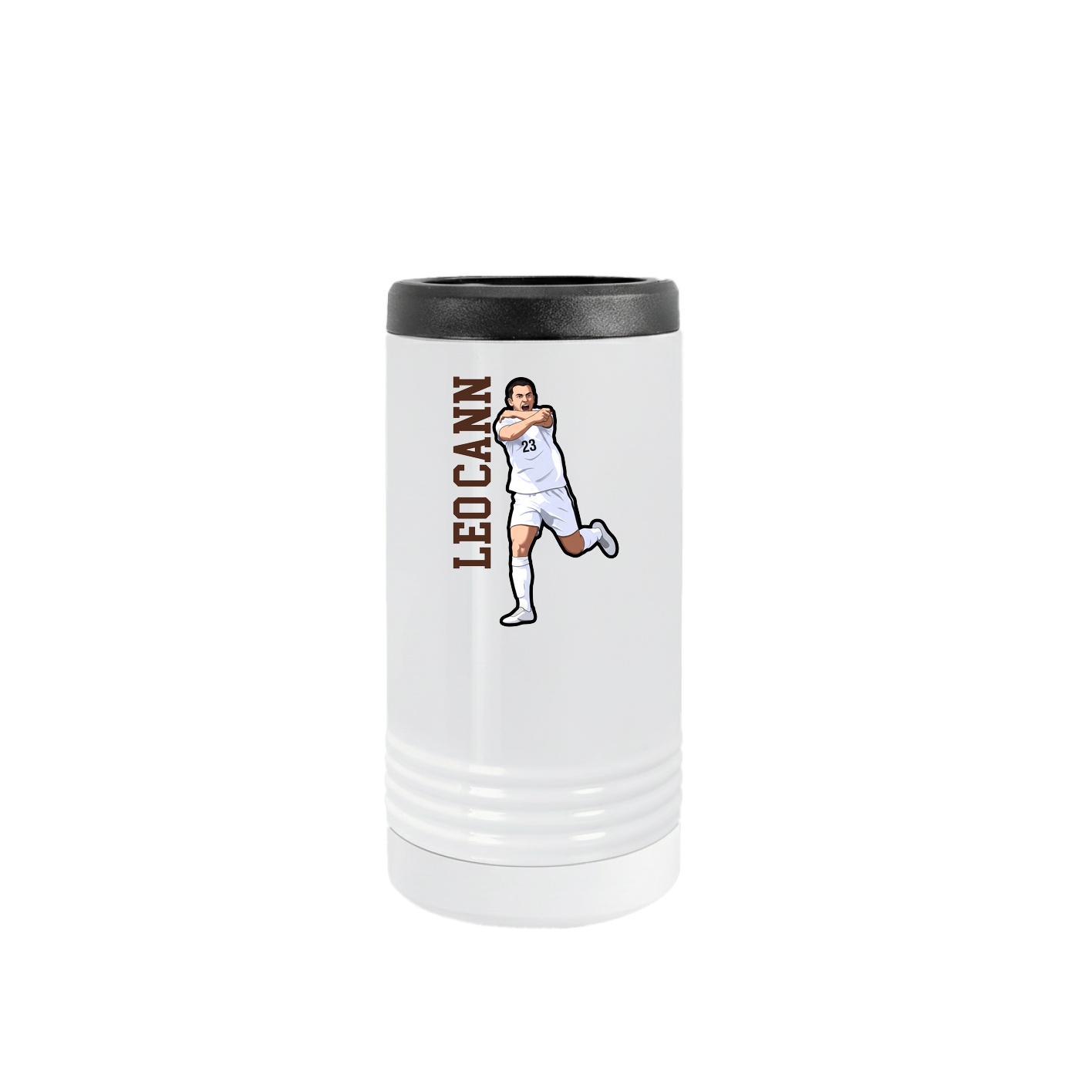 Slim Beverage Holder — Name Vertical in White