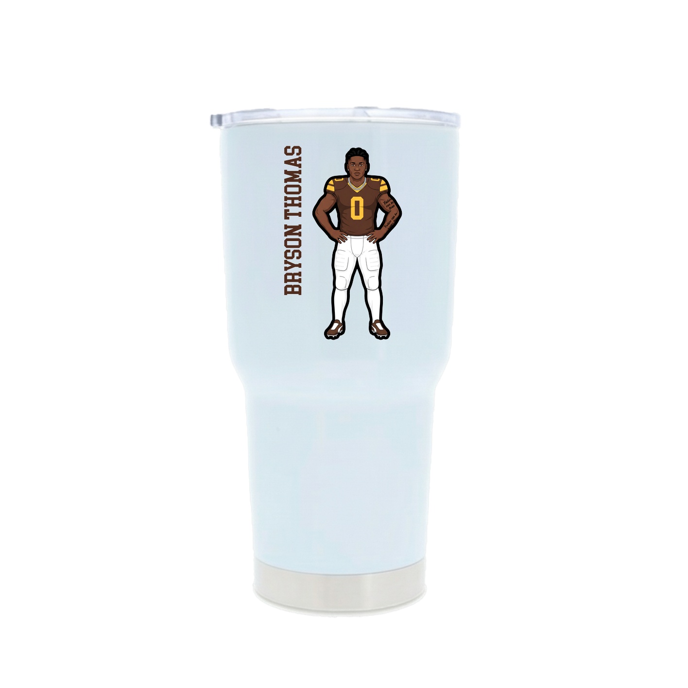 30oz Stainless Steel Tumbler — Name Vertical in White