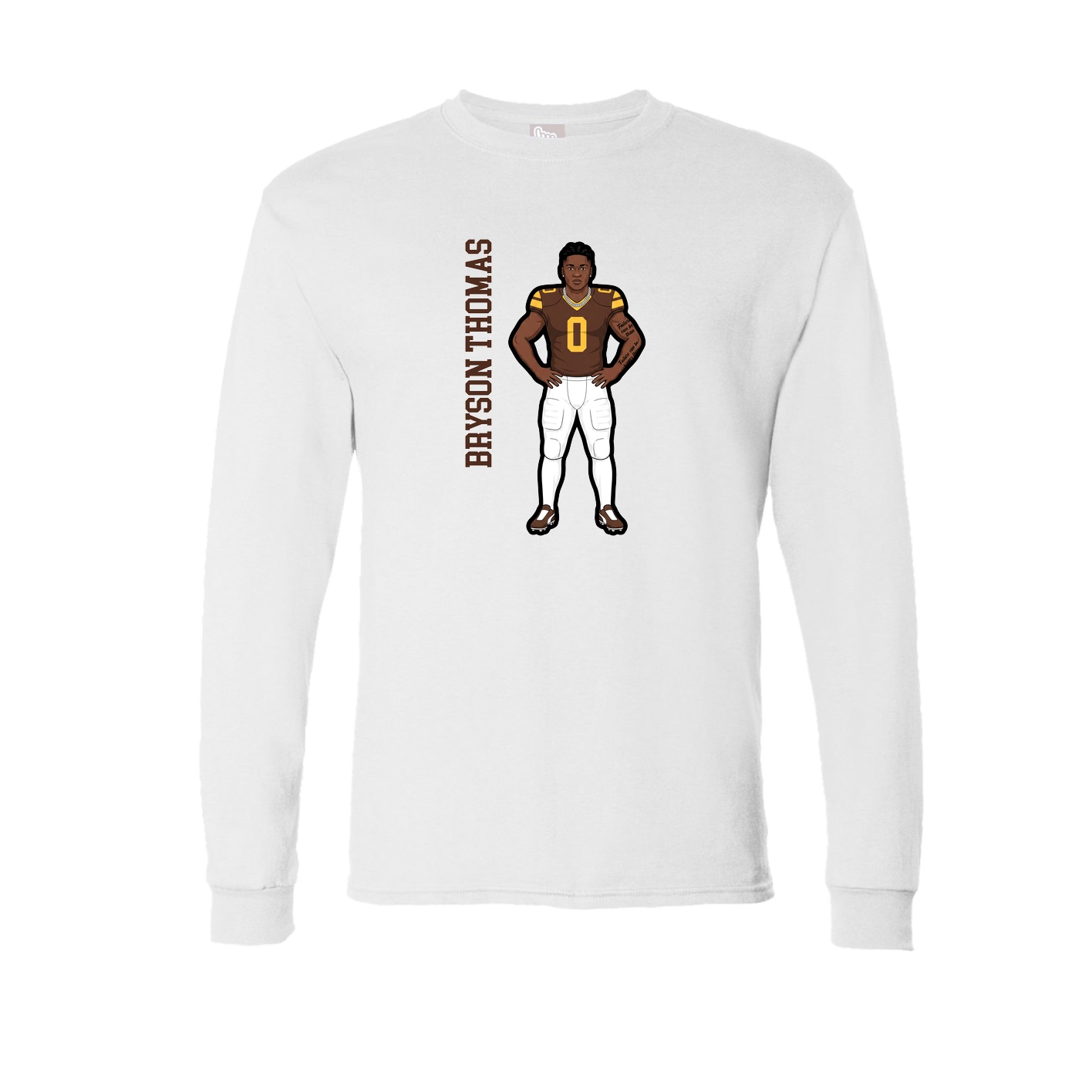 Long Sleeve Tee — Name Vertical in White
