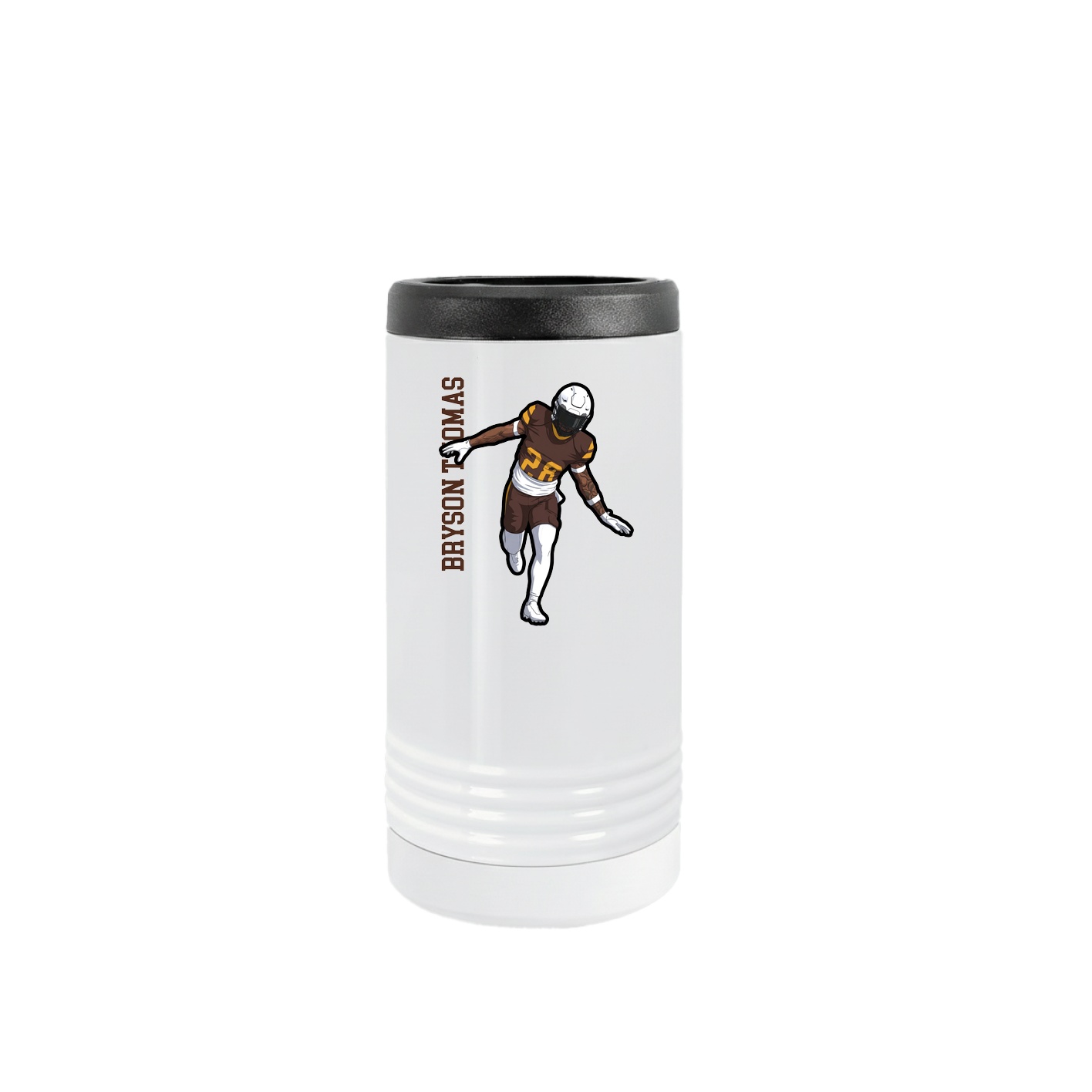 Slim Beverage Holder — Name Vertical in White
