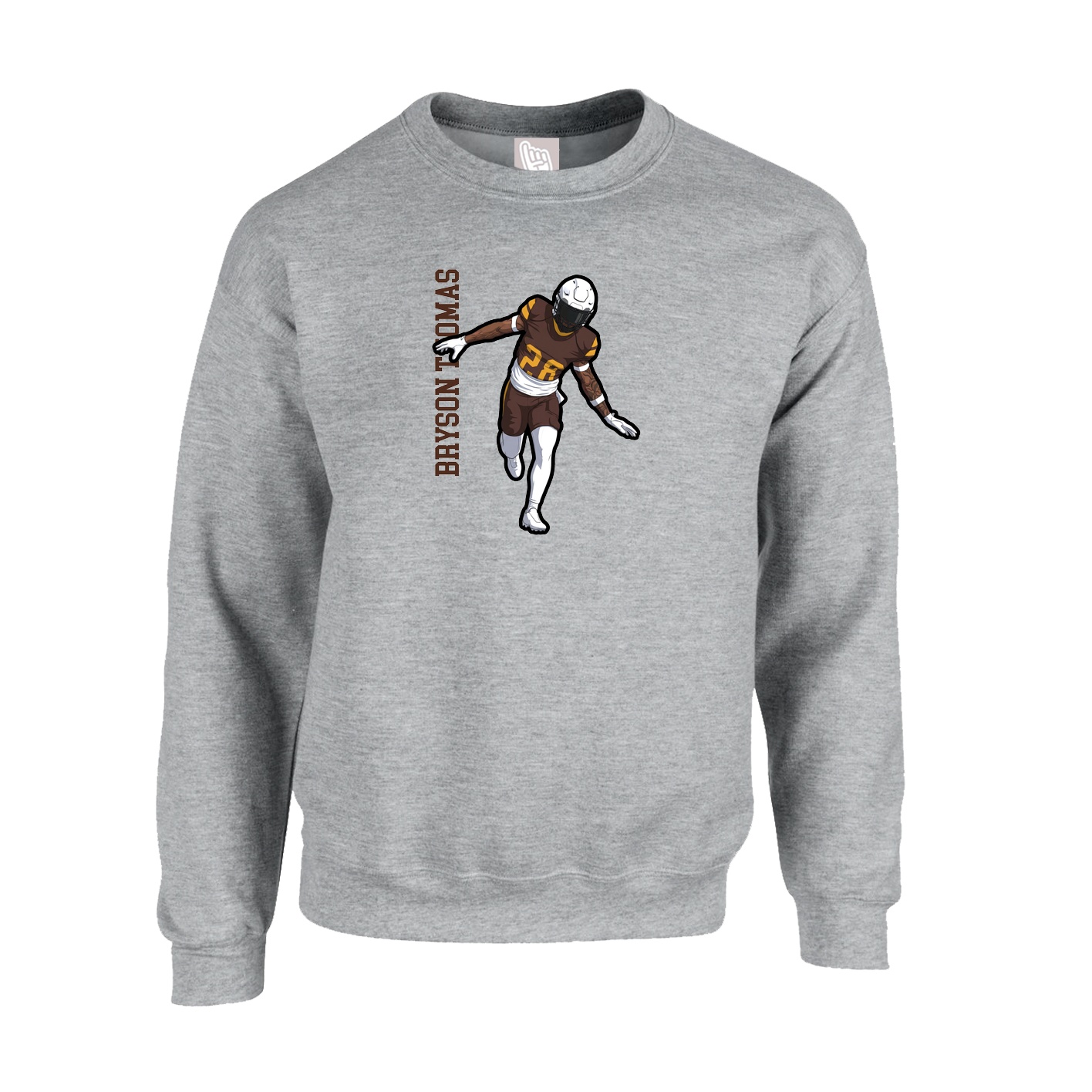 Fleece Crew — Name Vertical in Grey