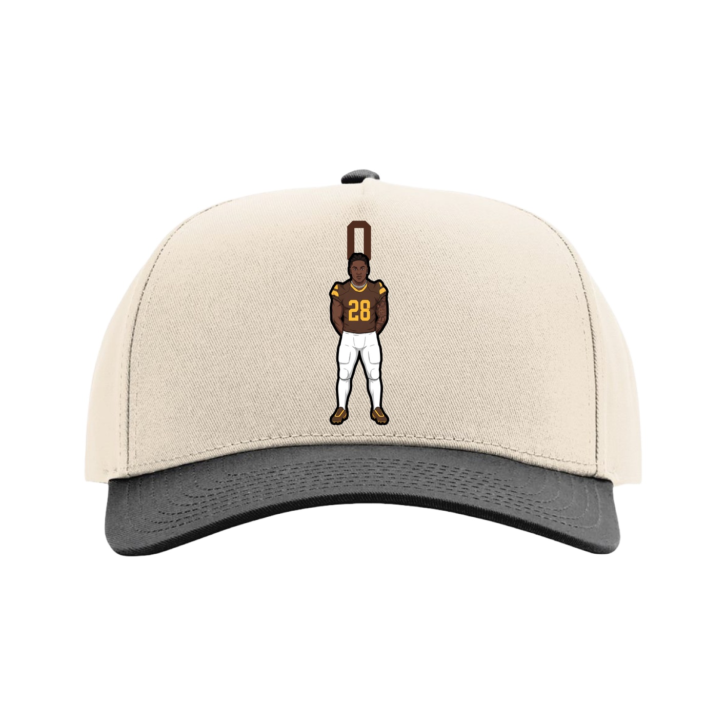 Full Fabric Five-Panel Champ Cap — Number Top in Cream/Black
