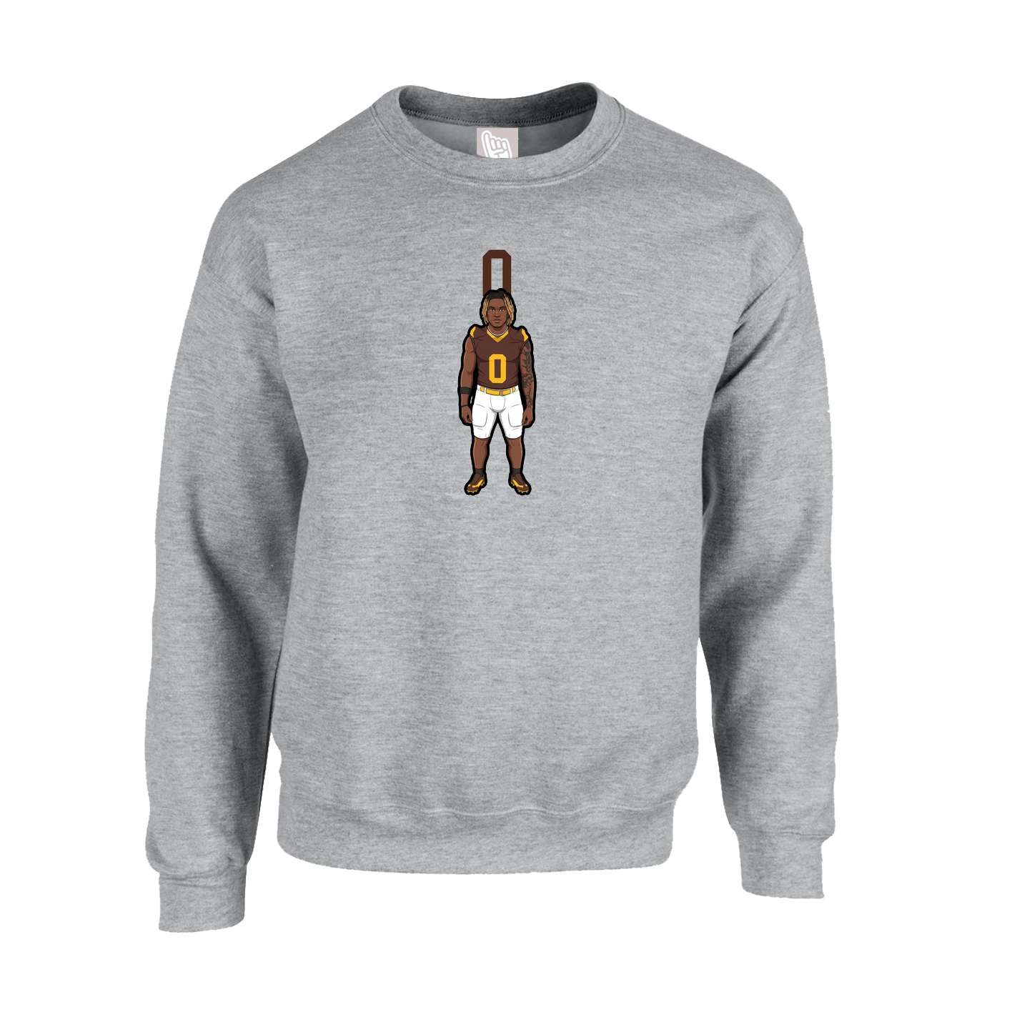 Fleece Crew — Number Top in Grey