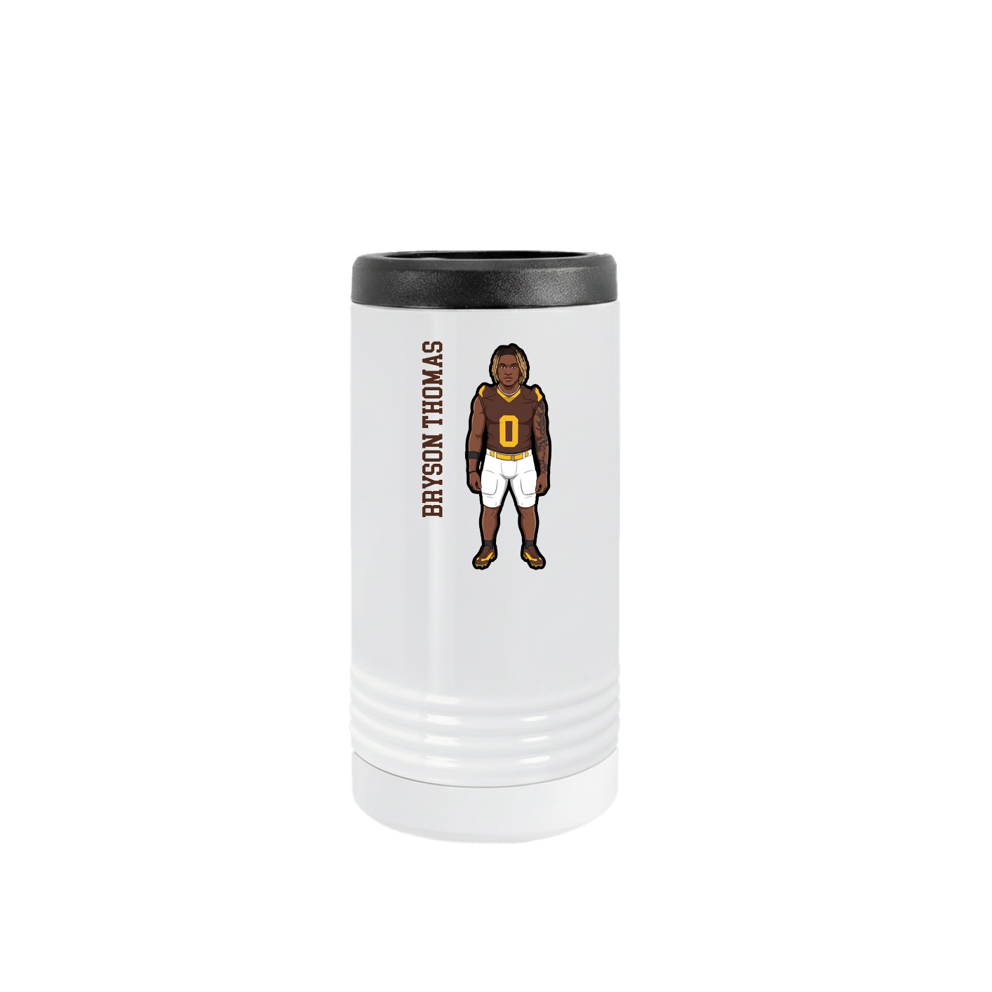 Slim Beverage Holder — Name Vertical in White