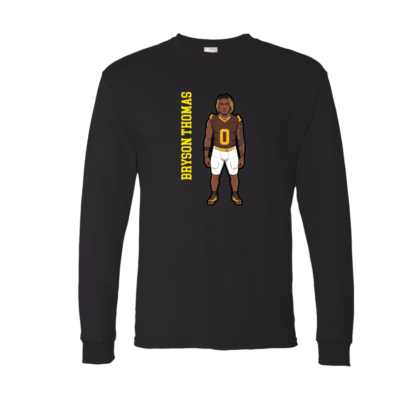 Long Sleeve Tee — Name Vertical in Black