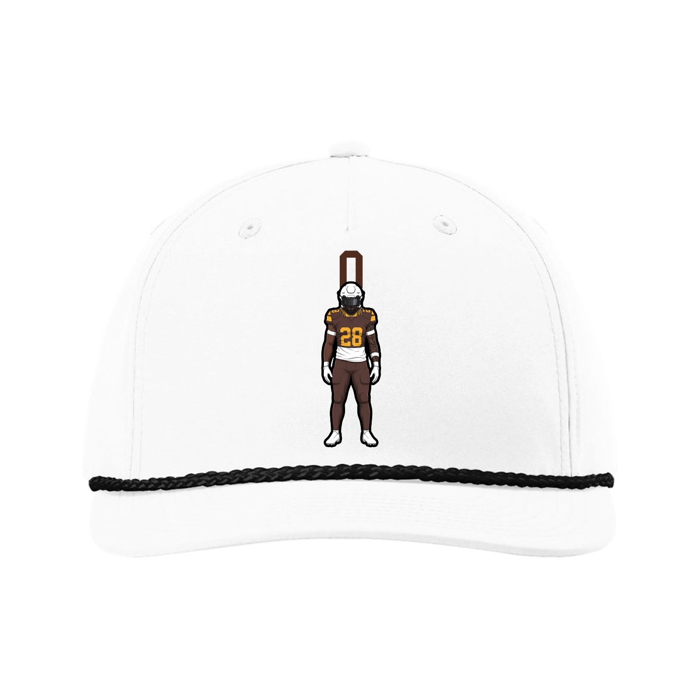 Five-Panel Classic Rope Cap — Number Top in White