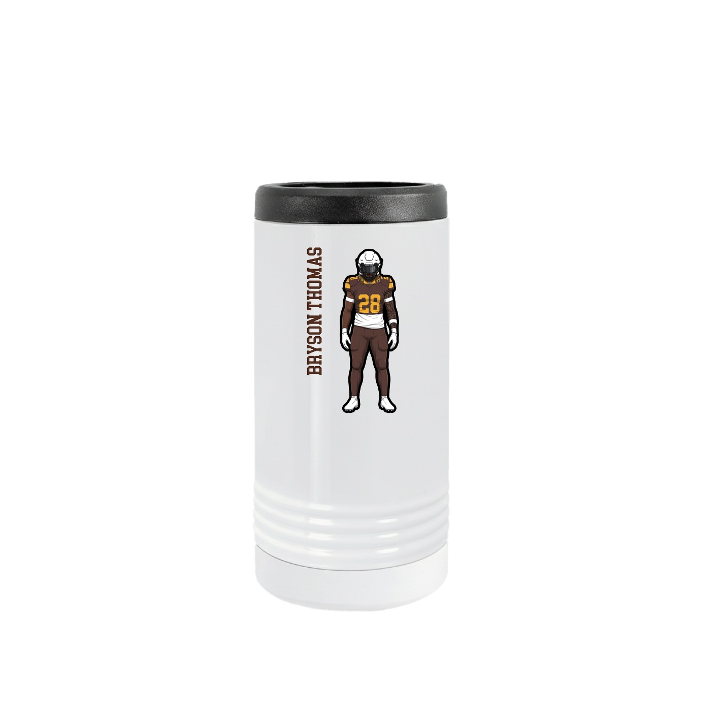 Slim Beverage Holder — Name Vertical in White