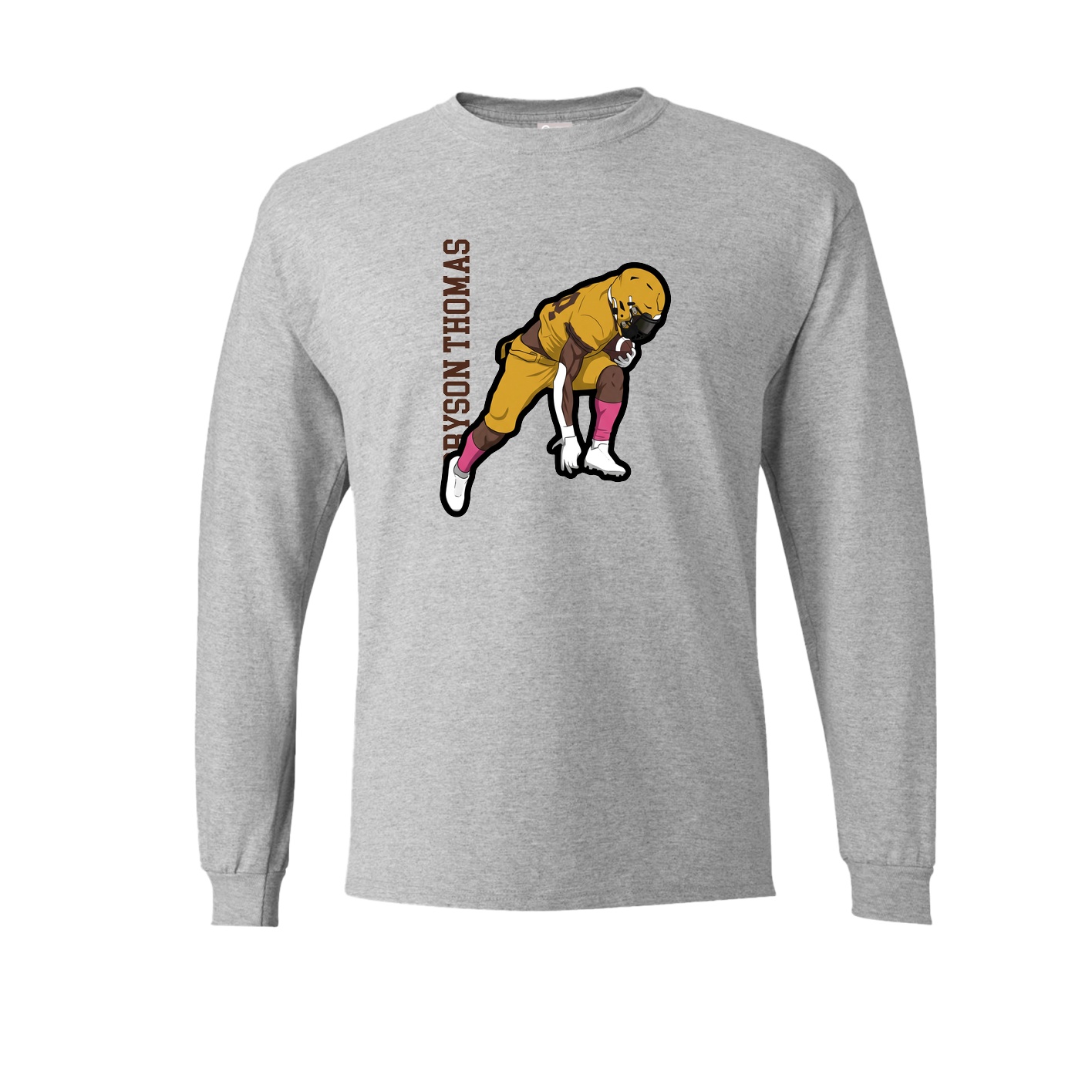 Long Sleeve Tee — Name Vertical in Grey