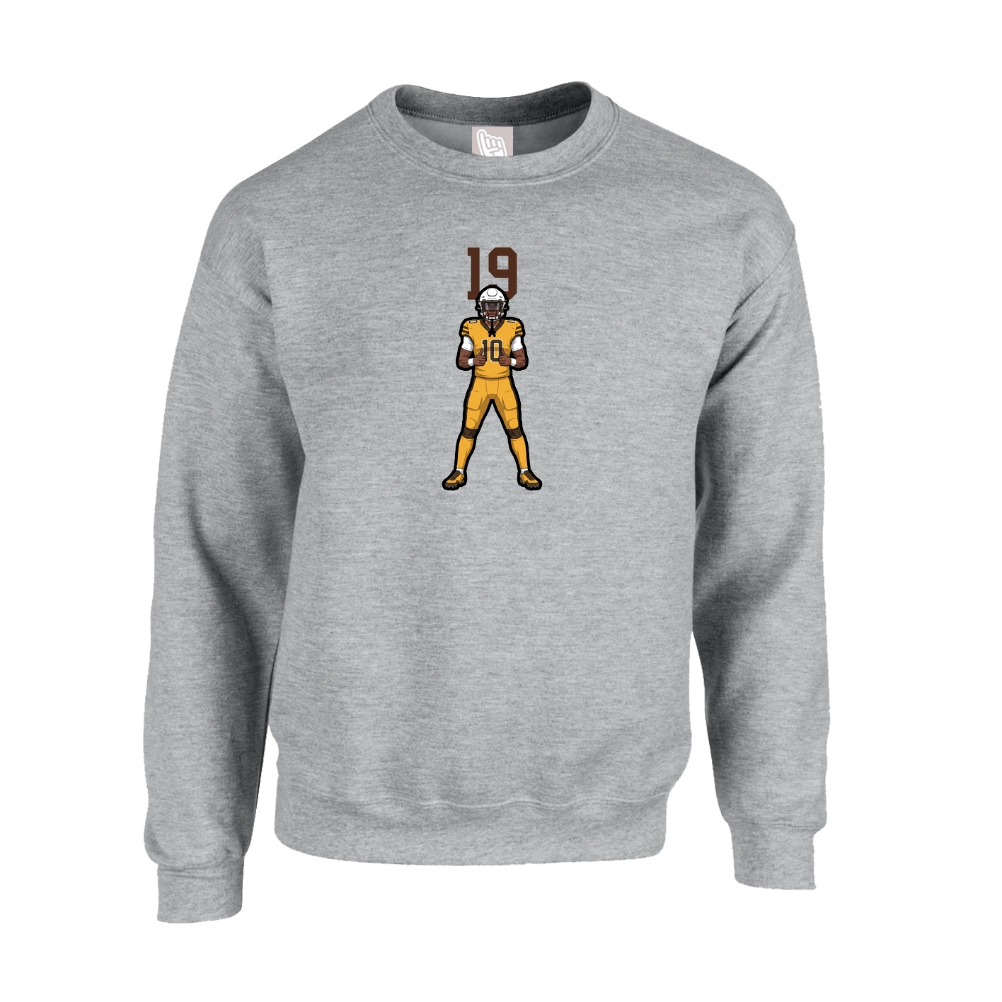 Fleece Crew — Number Top in Grey