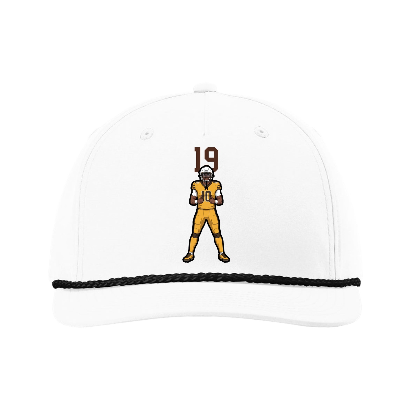 Five-Panel Classic Rope Cap — Number Top in White