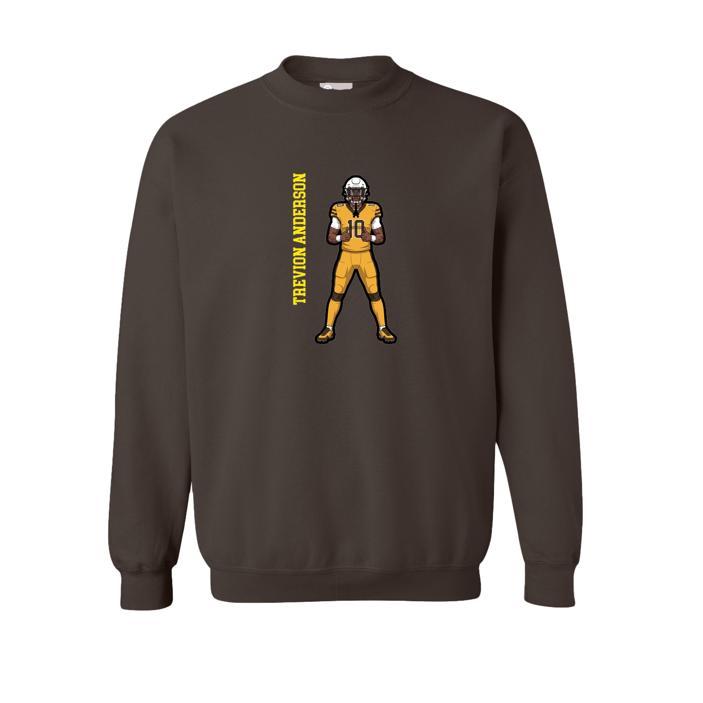 Fleece Crew — Name Vertical in Brown