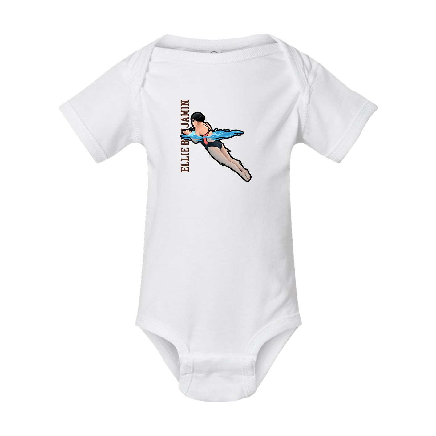 Baby Onesie — Name Vertical in White