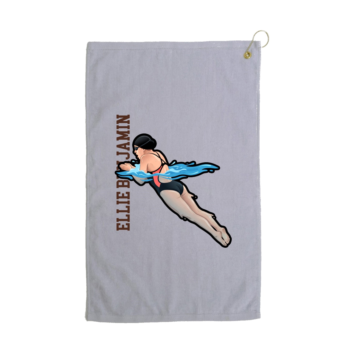 Golf Towel — Name Vertical in Grey