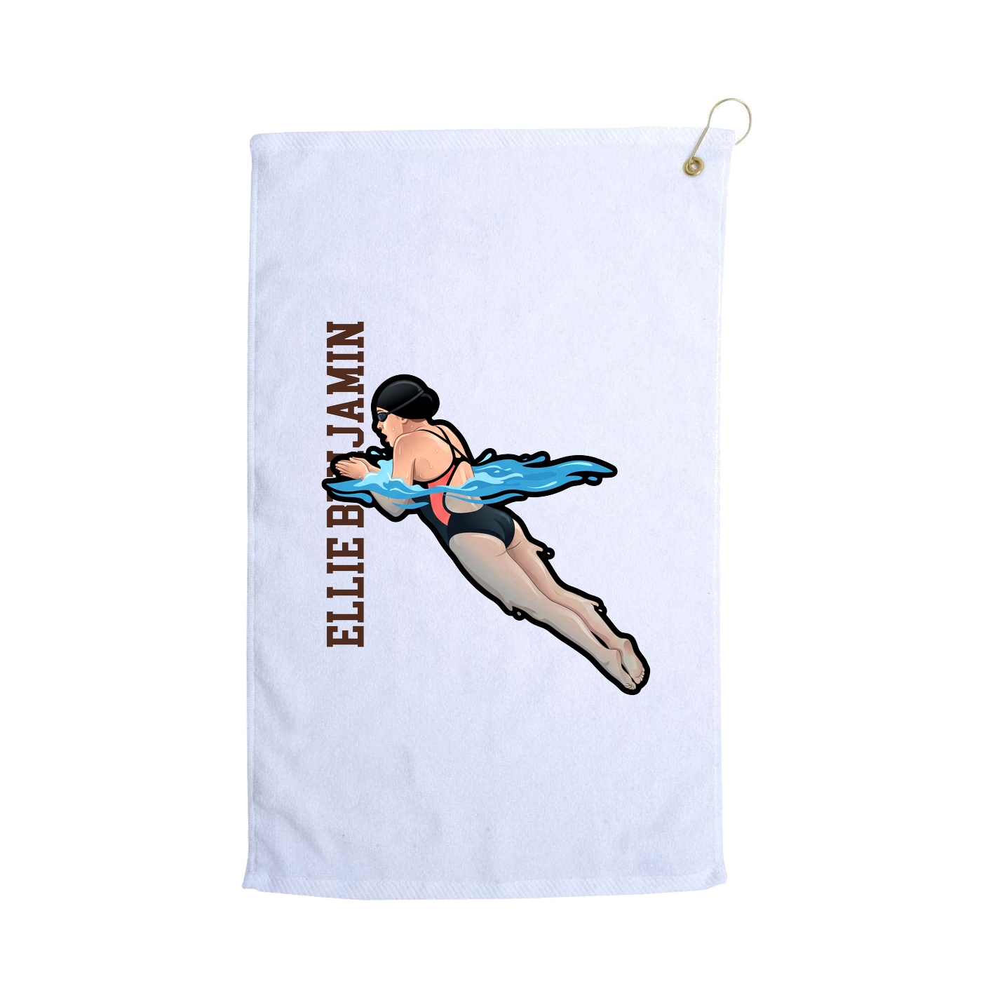 Golf Towel — Name Vertical in White