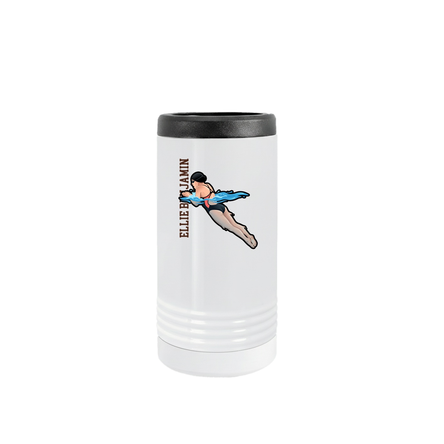 Slim Beverage Holder — Name Vertical in White