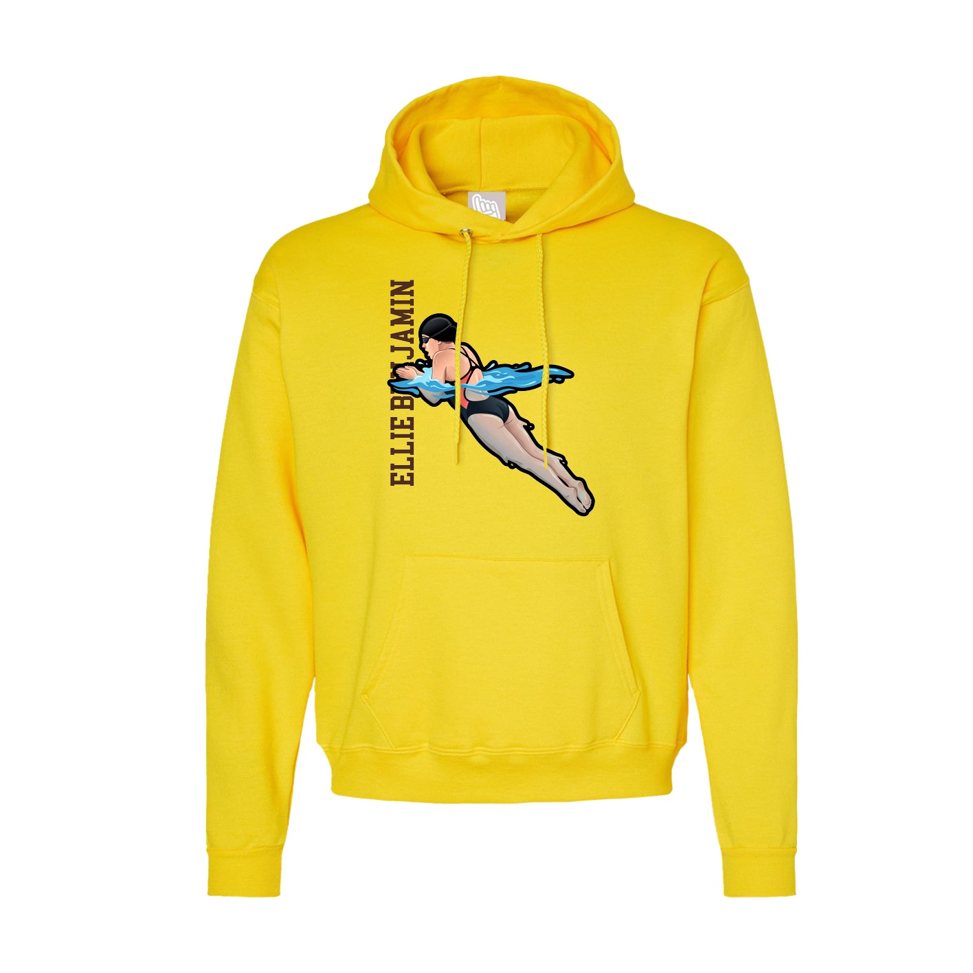 Hoodie — Name Vertical in Yellow