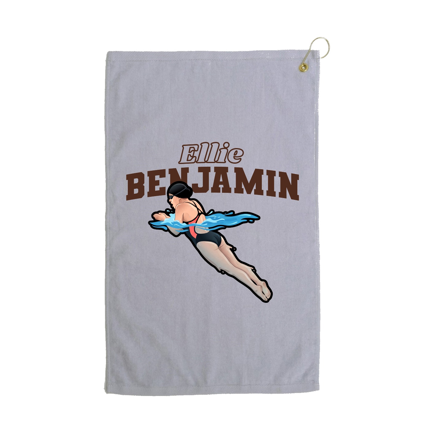 Golf Towel — Name Arch in Grey