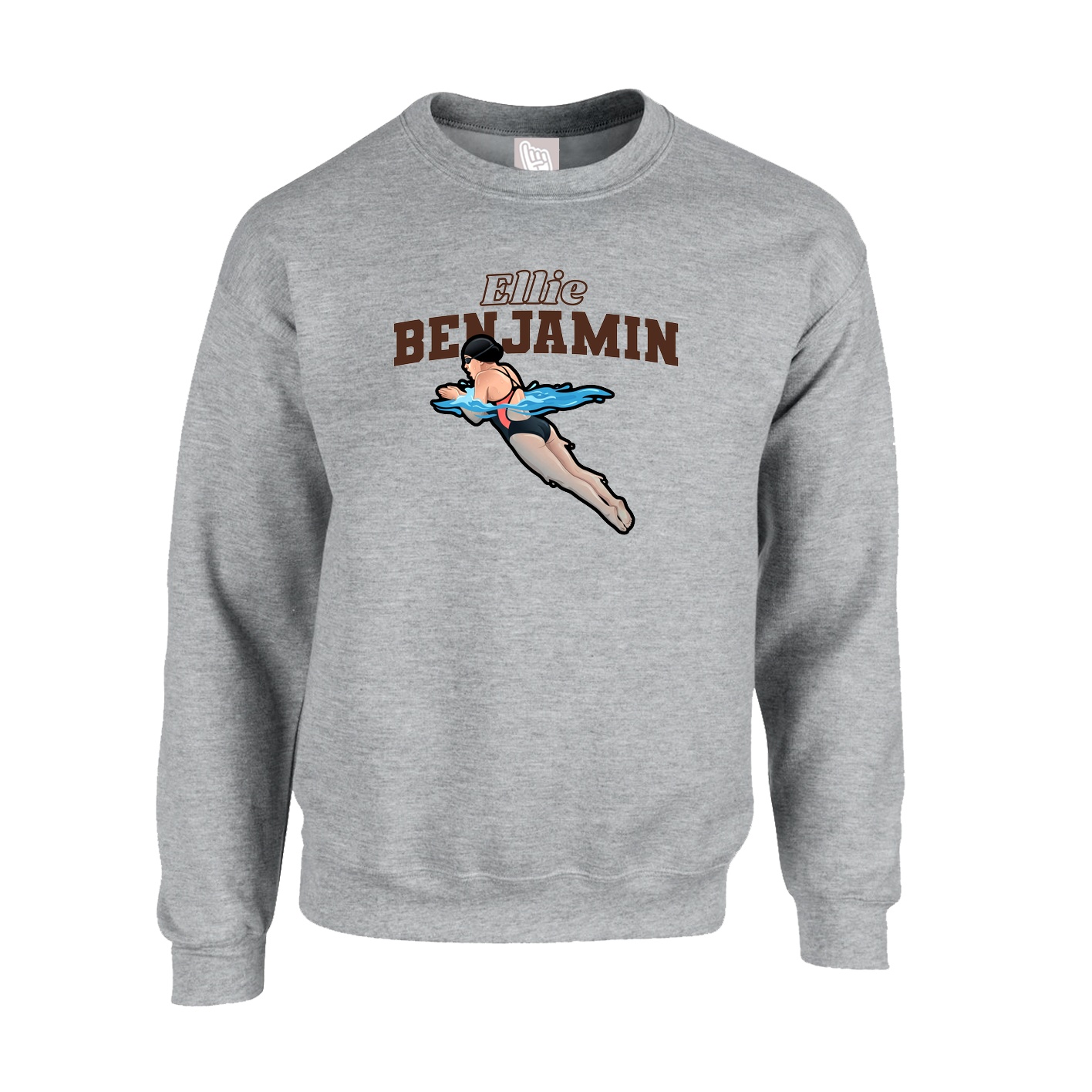 Fleece Crew — Name Arch in Grey