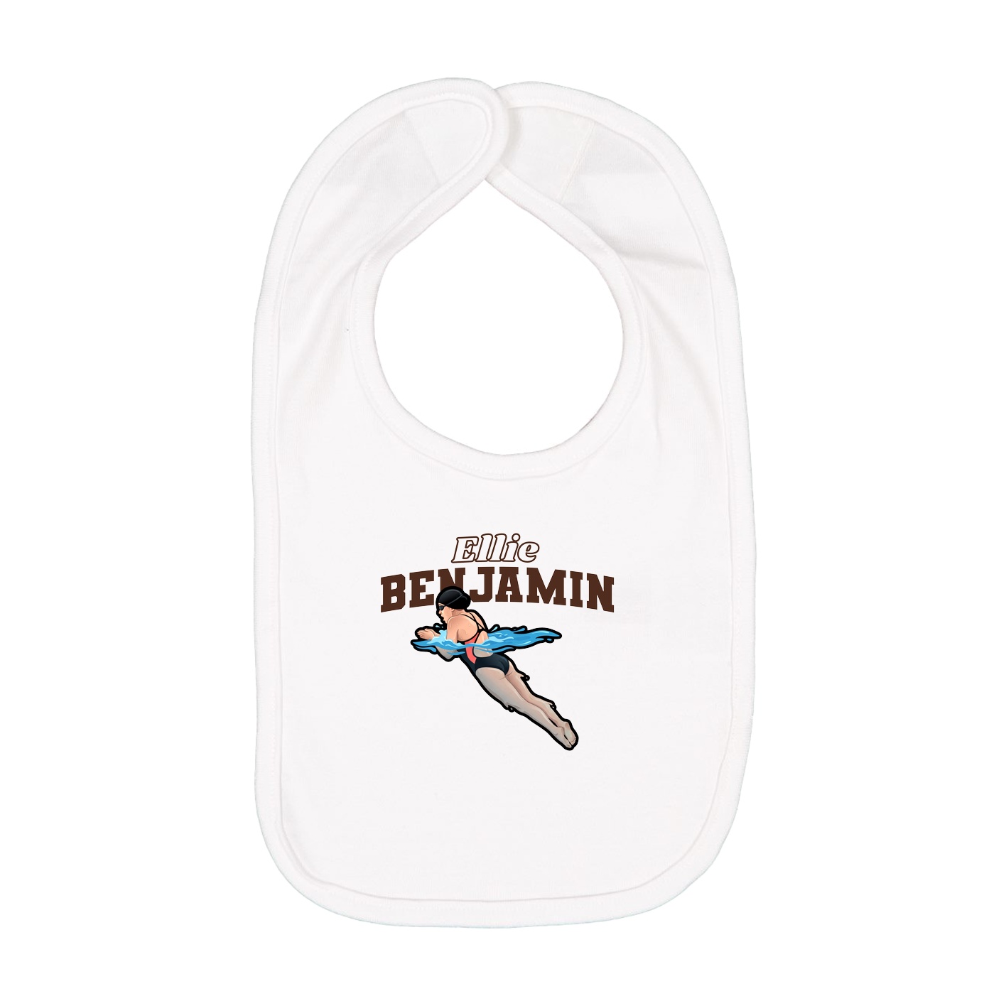 Infant Bib — Name Arch in White