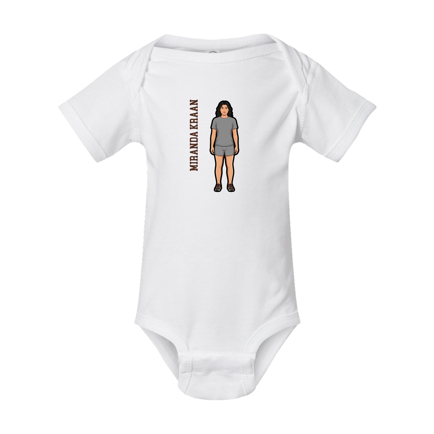 Baby Onesie — Name Vertical in White