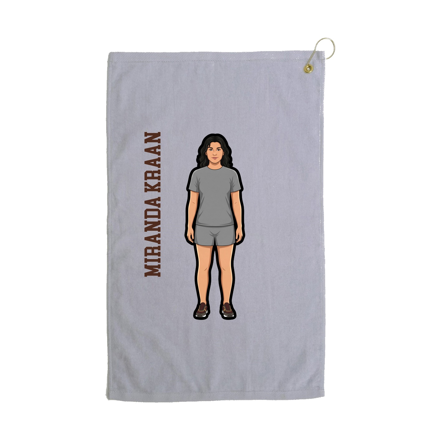 Golf Towel — Name Vertical in Grey