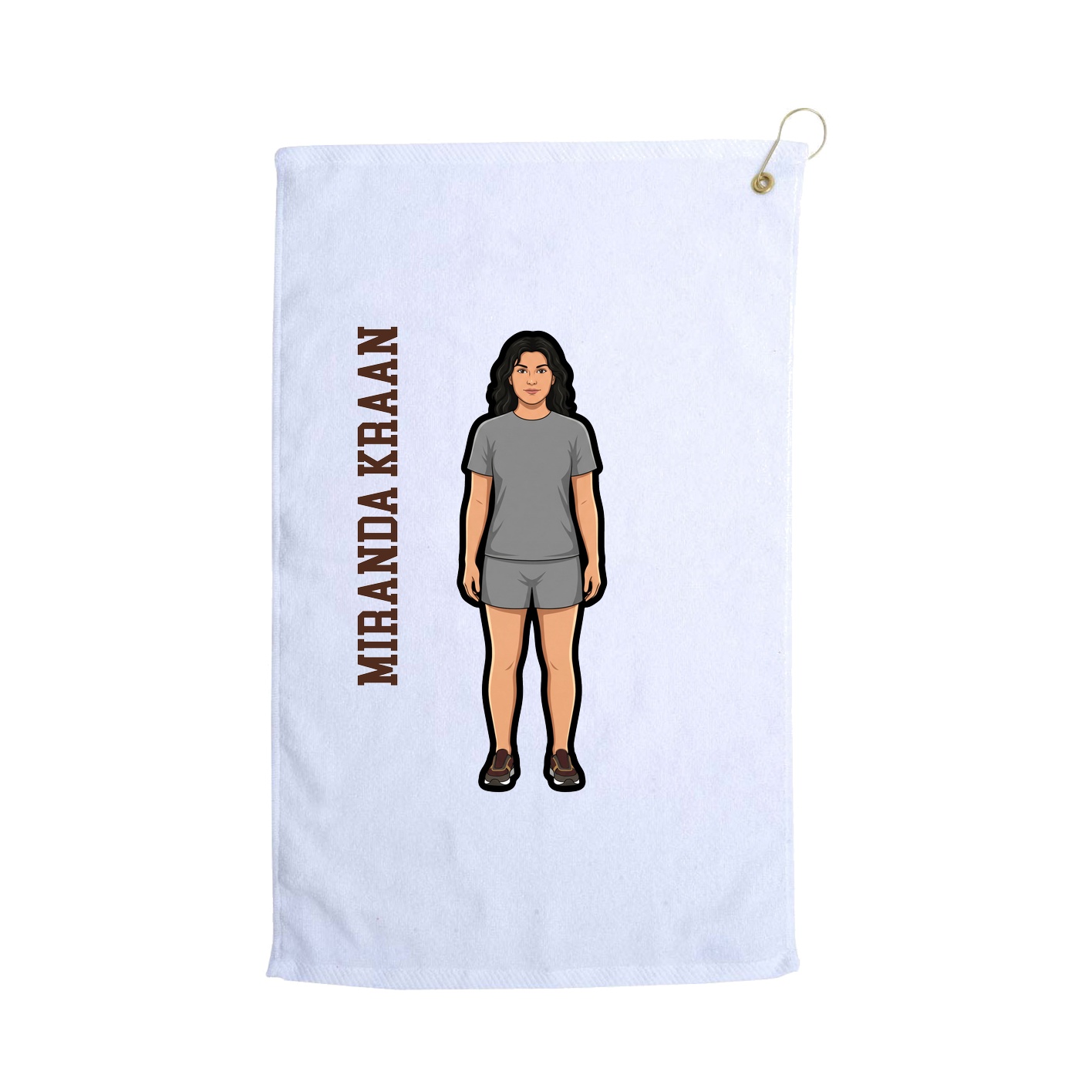 Golf Towel — Name Vertical in White