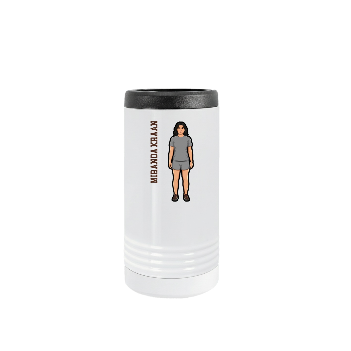 Slim Beverage Holder — Name Vertical in White
