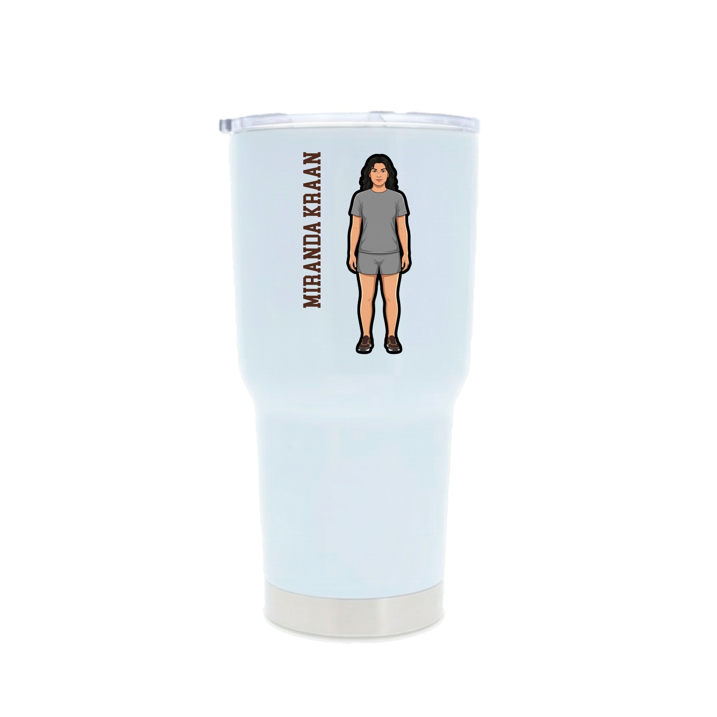30oz Stainless Steel Tumbler — Name Vertical in White